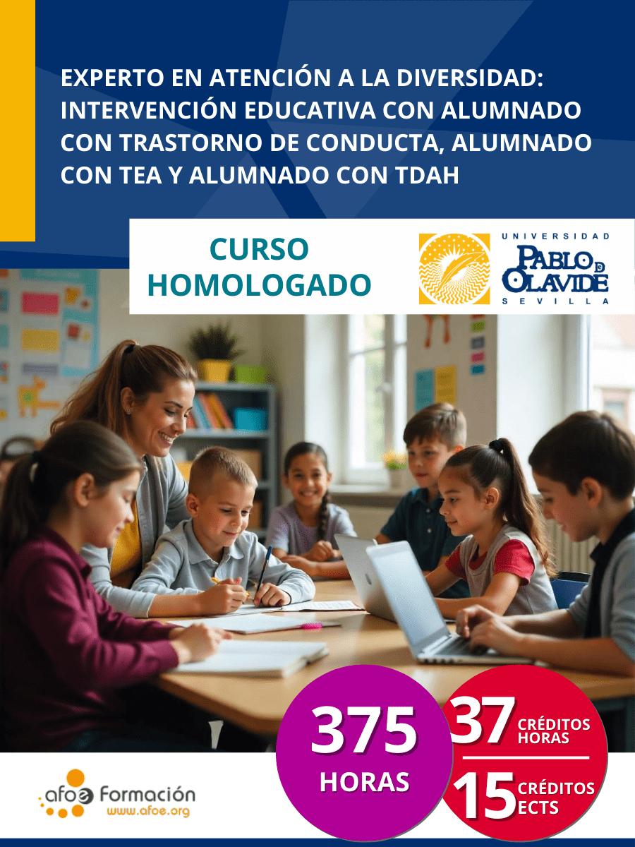 Experto en Atención a la diversidad: Intervención Educativa con alumnado con Trastornos de Conducta, alumnado con TEA y alumnado con TDAH