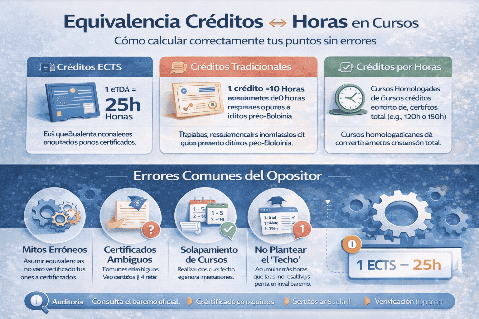 equivalencia créditos horas cursos