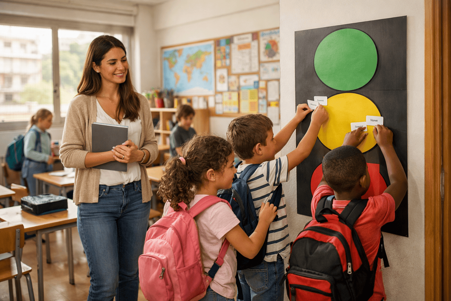 Grupo de niños aplicando la inteligencia emocional