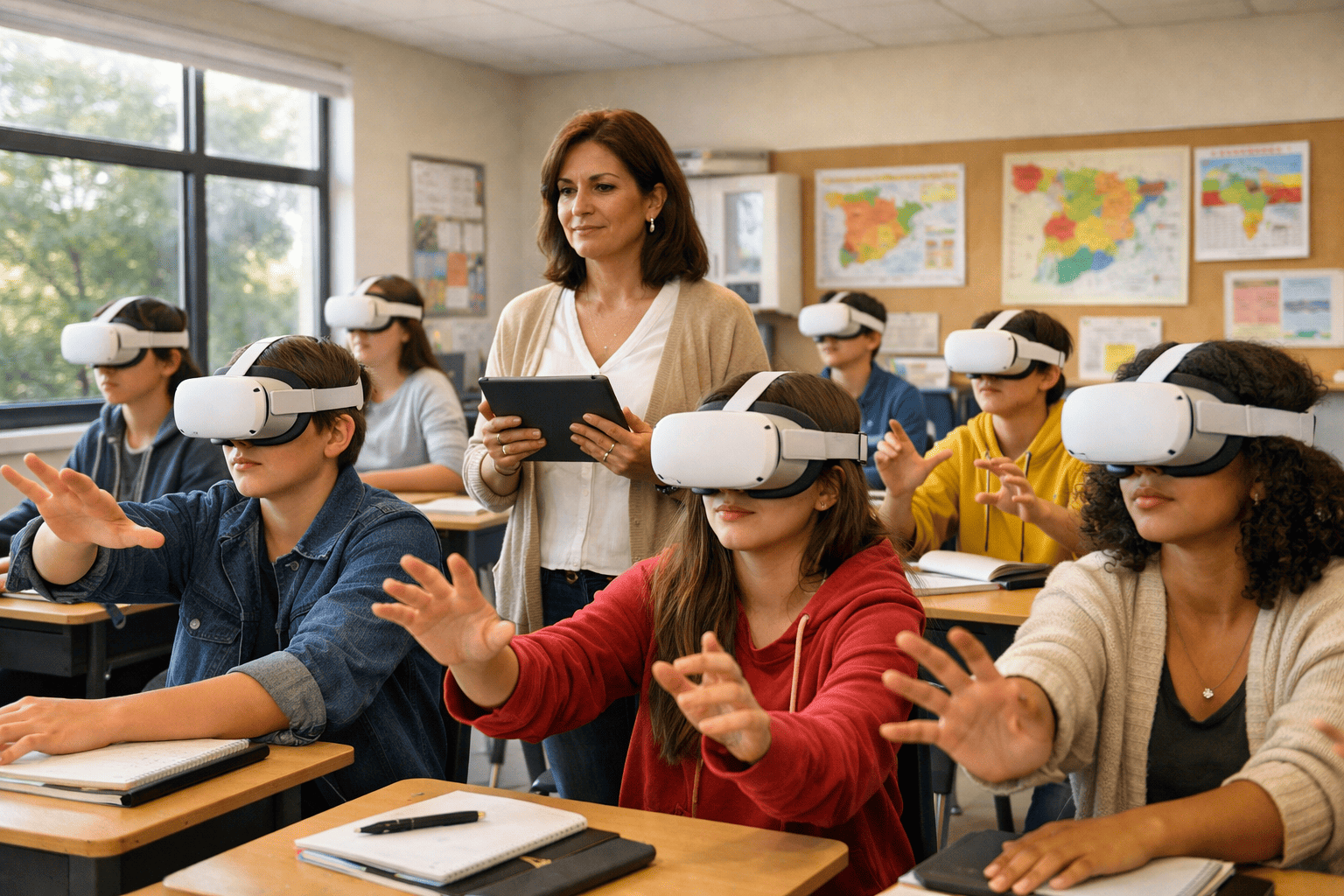 Alumnos en clases realidad virtual