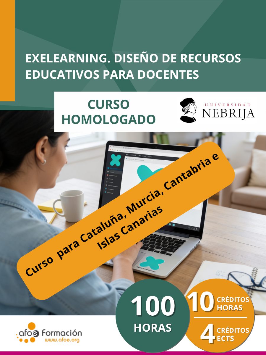 Exelearning diseño de recursos educativos para docentes (100 horas)  – Edición para Cataluña, Murcia, Cantabria e Islas Canarias
