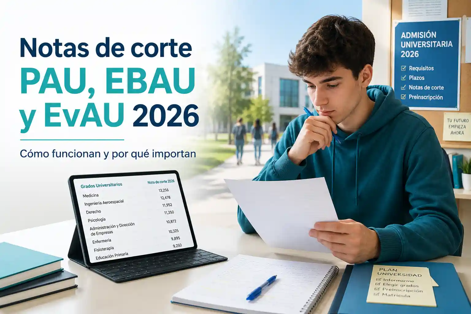 Notas de corte PAU, EBAU y EvAU 2026 cómo funcionan y por qué importan